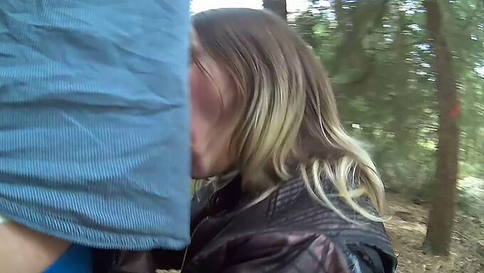 European Beauty Barbara Gives A Deep Throat Blowjob In The Woods