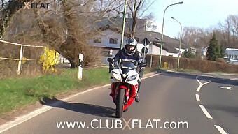 Biker Babe Gets Assistance And Oral Pleasure In Clubxflat Video