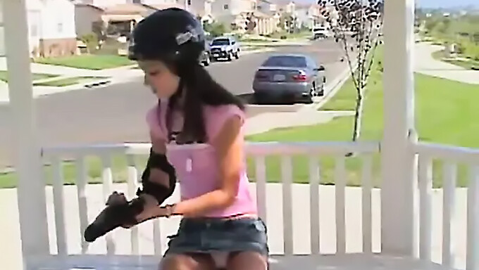 Young Skateboarder Indulges In Solo Pleasure On Park Bench