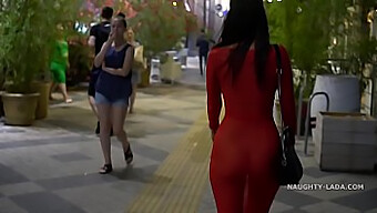 Public Exhibition Of A Busty Milf In A See-Through Dress Without Panties