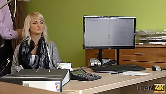 A Young Woman Pleases An Agent With Oral Sex And Leg Exposure In A Loan Office