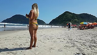 Wife Watches A Man With A Big Ass In Swim Trunks While Her Husband Is Away!