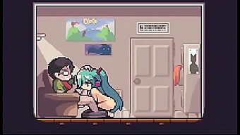 Arte Em Pixels De Hatsun Miku Em Uma Cena Explícita Carregada De Efeitos Sonoros